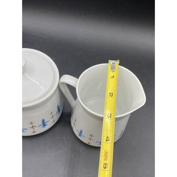 Style House China Caravelle Creamer Covered Sugar Yamaguchi Fleur de Lis Japan - Picture 6 of 12